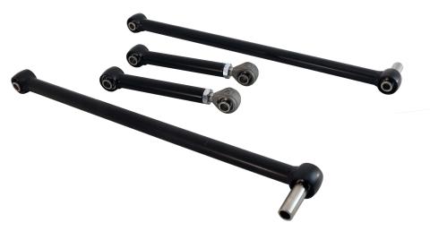 Replacement 4-Link Bar Kit W/ R-Joints For Universal Triangulated 4-Link Single Adjustable Upper And Lower Bars And R-Joint Spacers Powder Coated Satin Black Ridetech