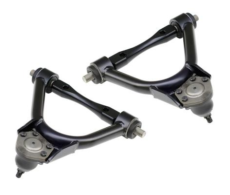 Front Upper Strongarms For 1973-1987 C10 Pair Of Tubular Control Arms W/ Ball Joints Cross Shafts And Delrin Bushings Powder Coated Satin Black Ridetech