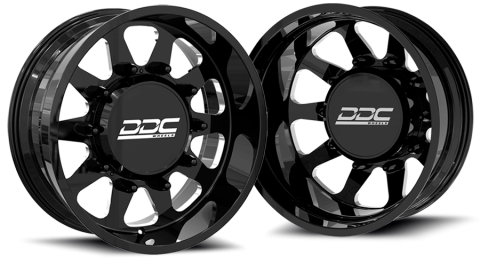 Dually Wheels The Ten Forged 22x8.25 10x225 Black/Mill SS Fronts 05-10 Ford 15-25 F-450/F-550 Dodge Ram 08-25 4500/5500 DDC Wheels
