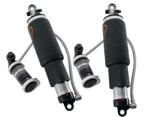 Rear TQ Shockwaves 8000 Series W/ 5.2 Inch Stroke And 1.7 Inch Eye Pair Of Triple Adjustable Shock waves 5 Inch Rolling Sleeve W/ 1/4 Inch Fittings And Bearing Spacers 1/2 Inch And 5/8 Inch 11.85 Inch X 16.4 Inch W/ A 14 -14.5 Inch Ride Height Ridetech