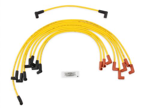 Spark Plug Wire Set 8MM Yellow With Hei Stock Style Boots Sbc 1974-1988 V8 Super Stock Spiral Core ACCEL