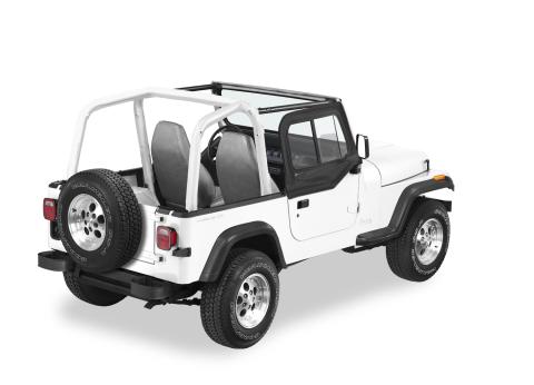 Square Upper Door Sliders Rear Corner Jeep 1988-1995 Wrangler YJ Fits original factory hardware or Replace-A-Top 51120, 51123 Black Denim Single Sliding Bestop