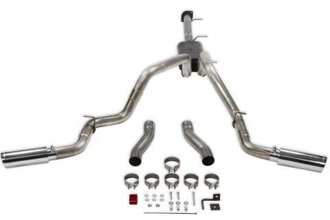 American Thunder Cat-Back Exhaust System Fits 2020-2026 GM 2500Hd/3500Hd With 6.6L Gas Engine, Crew Cab/Short Bed, Dual Out Rear/Dual Out Side, Polished Tips Aggressive To Moderate Sound Flowmaster