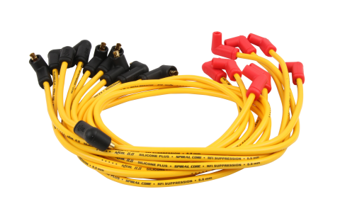 8.8MM Spiral Spark Plug Wire Set, Sbc V8, Stock Boots, Yellow ACCEL