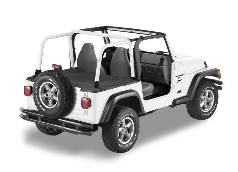 Cargo Deck Covers For Jeep 2003-2006 Wrangler TJ Standard Factory Hardtop Removed with Belt Rail Channels Black Diamond Bestop