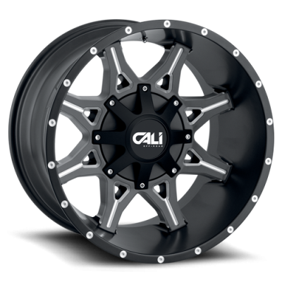 Cast Aluminum Wheels Obnoxious 9107 SB 20x12 Milled Spokes Satin Black 6 On 135/6 On139.7 Bolt Pattern -44 Offset Cali Offroad Wheels