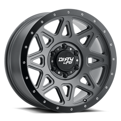 Dirty Life Race Wheels Theory 9305 Matte Gunmetal W/Matte Black Lip 17X9 8-165.1 -12Mm 130.8Mm