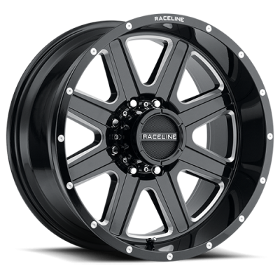 Aluminum Wheels 20x12 Hostage 940M Milled Gloss Black -44 Offset 8 on 165.1 Bolt Pattern 125.2 Bore Raceline