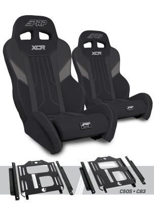XCR Suspension Seats Kit for Polaris RZR 570 800 900 Pair Black & Gray PRP Seats