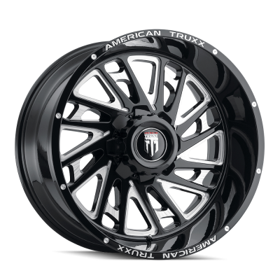 Blade AT1905 Gloss Black Milled 22X12 5-127 -44MM 78.1MM Off Road Wheels American Truxx