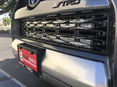 14-21 4Runner 32 Inch Hidden Grille LED Light Bar Brackets Kit Two 32 inch Combo Beam Bumper Light Bar Blue Backlight 32 inch Spot Beam Bumper Light Bar OEM Switch Cali Raised LED