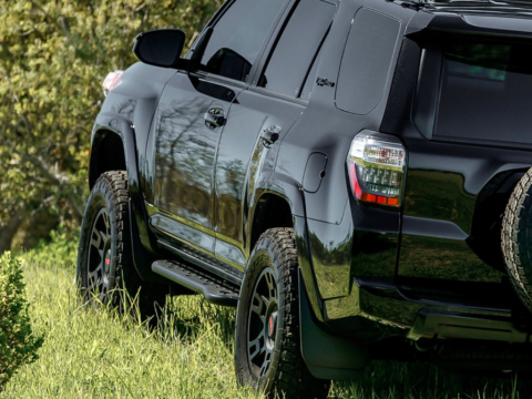 10-21 Toyota 4Runner Step Edition Bolt On Rock Sliders Kick Out Powder Coat Powder Coat Cali Raised LED