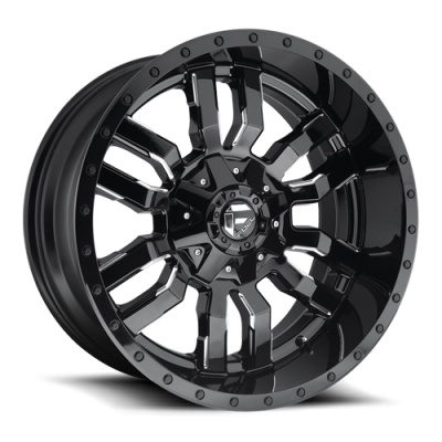 Aluminum Wheels 18X9 Sledge D595 5 On 114.3/5 On 127 Gloss Black/Milled 78.1 Bore 1 Offset Fuel Off Road Wheels