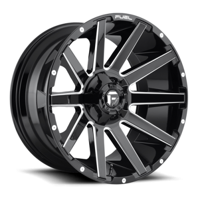 Aluminum Wheels 22X12 Contra D615 5 On 114.3/5 On 127 Gloss Black/Milled 78.1 Bore -44 Offset Multi Spoke Fuel Off Road Wheels