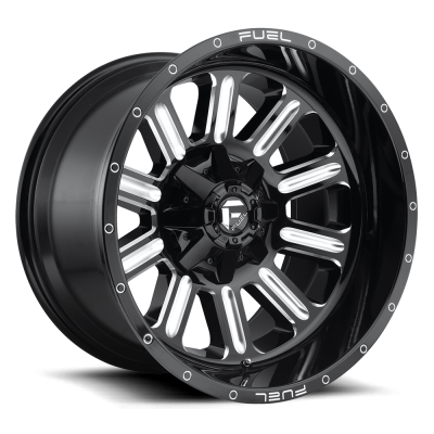 Aluminum Wheels 18X9 Hardline D620 5 On 114.3/5 On 127 Gloss Black/Milled 78.1 Bore 1 Offset Fuel Off Road Wheels
