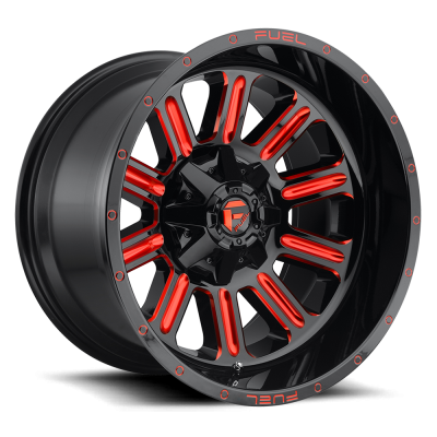 Aluminum Wheels 20X9 Hardline D621 5 On 114.3/5 On 127 Gloss Black/Candy Red 78.1 Bore 1 Offset Fuel Off Road Wheels