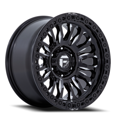 Aluminum Wheels 20X9 Rincon SBL FC857BE 5 On 127 Gloss Black Milled 71.5 Bore 1 Offset Fuel Off Road Wheels