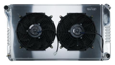 68-77 A-Body Aluminum Radiator Manual Dual 14 Inch Fan Kit Cold Case Radiators