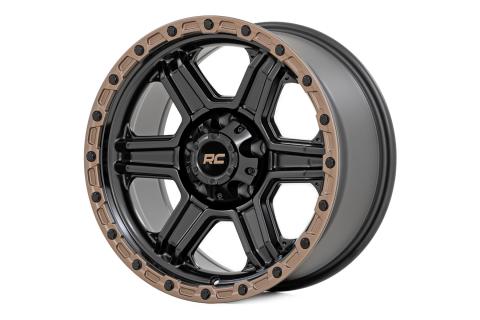 79 Series Wheel One-Piece Semi Gloss Black w/Bronze Ring 18x9 5x5 0mm Rough Country