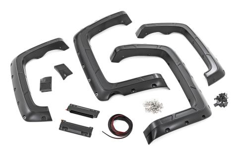 Fender Flares Defender l 5 Foot 9 Inch Bed G1C Overcast Chevy Silverado 1500 (14-18 & Classic) Rough Country