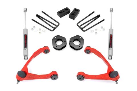 3.5 Inch Lift Kit Forged UCA Cast Steel Red Silverado/Sierra 1500 (07-16) Rough Country