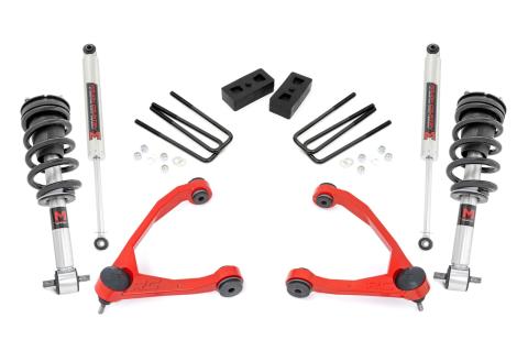 3.5 Inch Lift Kit Cast Steel M1 Strut Red Silverado/Sierra 1500 (07-13) Rough Country