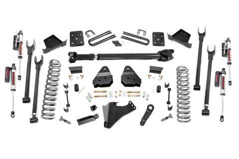 6 Inch Ford 4-Link Suspension Lift Kit w/Front Drive Shaft 17-19 F-250/350 4WD 4 Inch Axle w/Overloads Vertex Reservoir Shocks Rough Country
