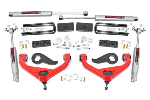 3 Inch Lift Kit w/ Overloads Red Silverado/Sierra 2500HD/3500HD (20-26) Rough Country