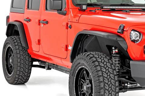 High Clearance LED Flat Fender Flare Kit UV Treated Jeep Wrangler JL (18-23) Rough Country