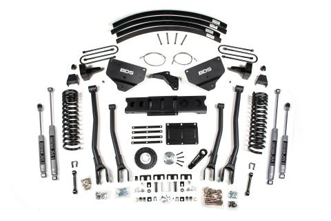 8 Inch Lift Kit w/ 4-Link Ram 3500 13-18 4WD Diesel Rear Lift Leaf Springs 6 Bolt Indexing Ring Fox 2.0 Performance Shocks