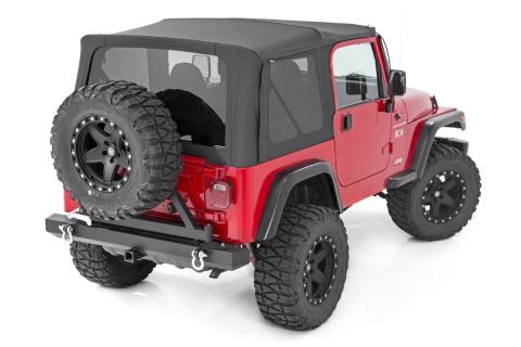 Jeep Wrangler YJ Replacement Soft Top Black 87-95-Half Steel Doors Rough Country