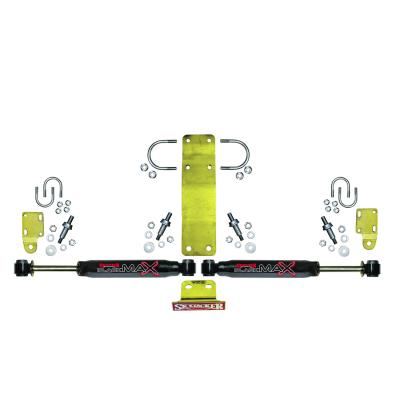 Steering Stabilizer Dual Kit Incl. Black Max Steering Dampners Brackets Hardware For Use w/OEM Diameter Tie Rod Black Skyjacker