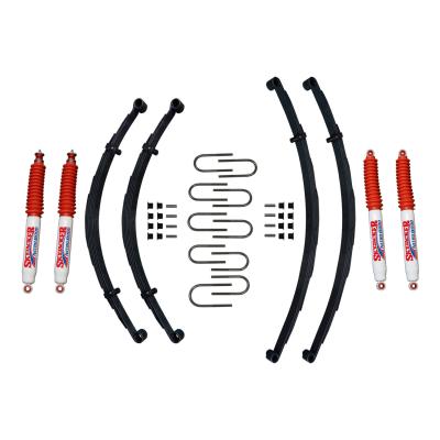 Suspension Lift Kit w/Shock Nitro Shocks 4 Inch Lift Incl. Front Leaf Springs Front/Rear U Bolt Kits Front/Rear Spring Bushing Kits Skyjacker