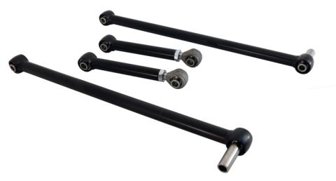 Replacement 4-Link Bar Kit W/ R-Joints Standard Adj For 1970-1981 Camaro and Firebird Old Design Bars Canted Outward Non Adjustable Lower Bars Single Adjustable Upper Bars And R-Joint Spacers Powder Coated Satin Black Ridetech