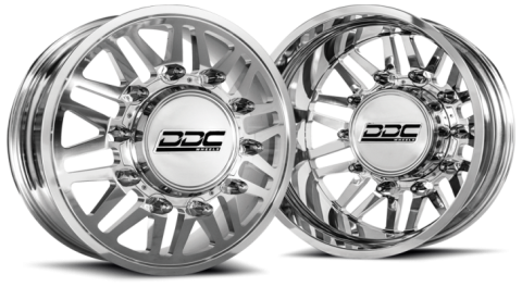 RAM Dually Wheel Kit 94-18 RAM 92-10 GM Aftermath Polished 22X8.25 8X165 12.50 Tire
