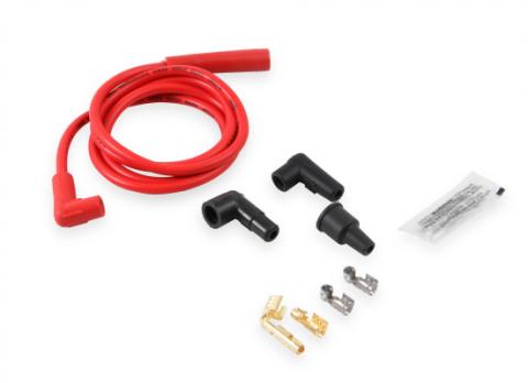 Single Wire Replacement Kit Staight And 90 Degree Spark Plug Boots Universal Red Universal Single Wire Replacement Kit, Straight And 90 Degree Spark Plug Boots, 60 In, 8Mm, 500 Ohms Per Ft, Red ACCEL