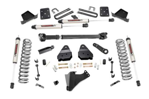 6 Inch Suspension Lift Kit Rear Overload Springs 4 inch Axle Diameter w/Front Drive Shaft &amp; V2 Shocks 17-19 F-250/350 4WD Diesel Rough Country