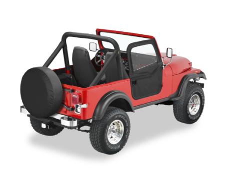 Jeep Doors Full 2-Piece Fabric Doors For Jeep 1976-1986 CJ7 Clear Vinyl Black Crush Fabric Pair Bestop