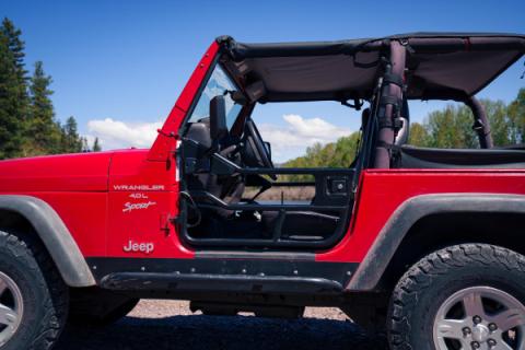 Jeep Bikini Top Header Safari Bikini Tops For Jeep 1997-2002 Wrangler TJ Black Denim Fabric Bestop