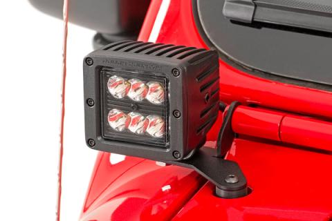 Jeep JL/Gladiator 2 Inch LED Lower Windshield Kit Black Series w/White DRL For 18-Pres Wrangler JL/20-Pres Gladiator Rough Country