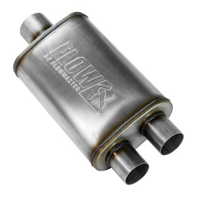 Flow Fx Muffler Flow Fx Muffler 3.00 Center In/ 2.50 Dual Out Moderate Sound Stainless Steel Flowmaster