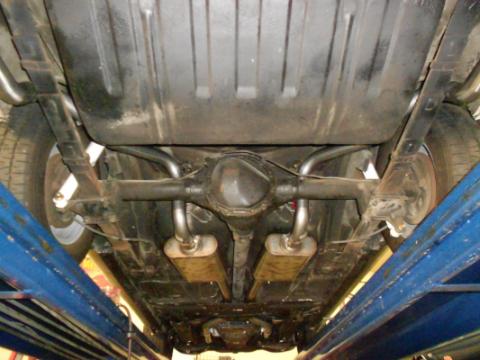American Thunder Crossmember-Back Exhaust System Fits 1969 Chevrolet Camaro &amp; Pontiac Firebird With V8 Engine 2.50 Inch Stainless Steel Aggressive To Moderate Sound Flowmaster