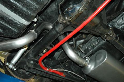 American Thunder Crossmember-Back Exhaust System Fits 1968-1972 GM A-Bodies With V8 Engine 2.50-Inch Stainless Steel Pipes Aggressive Sound Flowmaster