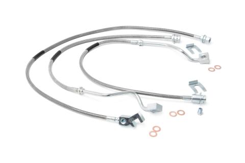 Ford Front &amp; Rear Stainless Steel Brake Lines 4-8 Inch Lifts 99-04 F250/350 Rough Country
