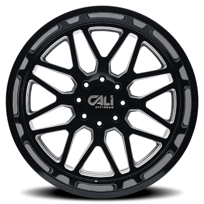 Cast Aluminum Wheels Invader 9115 GB-M 20x10 Milled Gloss Black 5 On 127 Bolt Pattern -25 Offset Cali Offroad Wheels