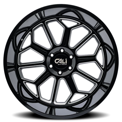Cast Aluminum Wheels Auburn 9117 BM 20x9 Milled Gloss Black 5 On 127 Bolt Pattern -12 Offset Cali Offroad Wheels