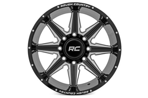 91 Series Milled One-Piece Gloss Black 22x12 8x6.5 -44mm Rough Country
