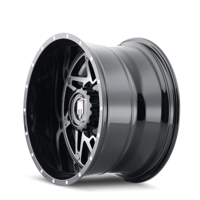 Warrior AT165 Gloss Black Machined 20X12 5-127 -44MM 78.1MM Off Road Wheels American Truxx
