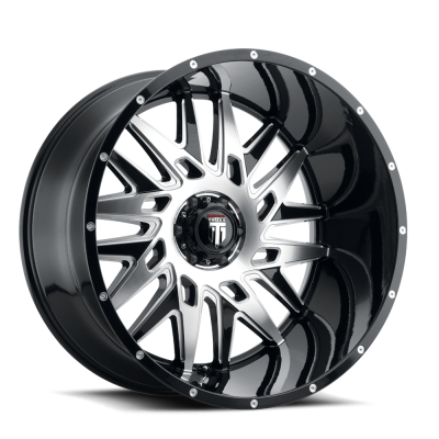 DNA AT184 Gloss Black Machined 24X14 8-165.1 -76MM 125.2MM Off Road Wheels American Truxx