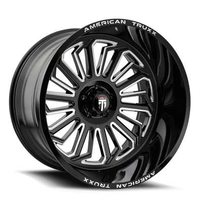 Butcher AT1916 Gloss Black Milled 22X12 5-127 -51MM 71.6MM Off Road Wheels American Truxx